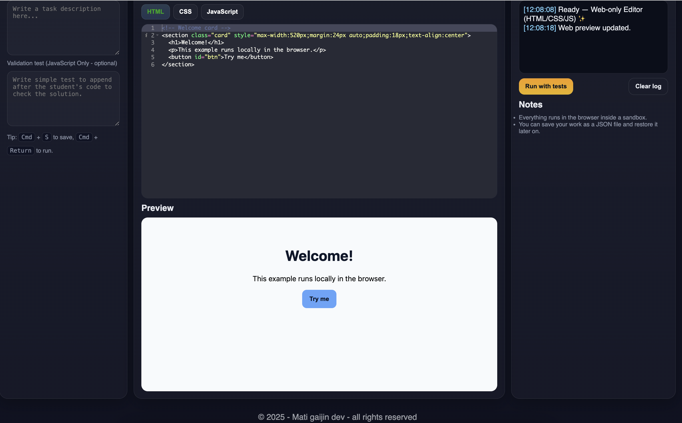 Screenshot of Code Editor